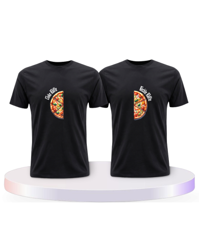 Gemeinsamer Look: Pizza Hälften T-Shirts | Paarpulli