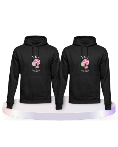 Wunschdatum mit Initialen Couple Hoodies kaufen | Paarpulli