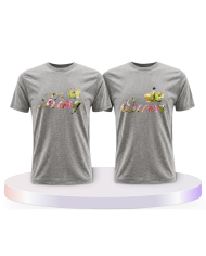 King & Queen T Shirts mit Blumen Muster Pärchen T-Shirts | Paarpulli