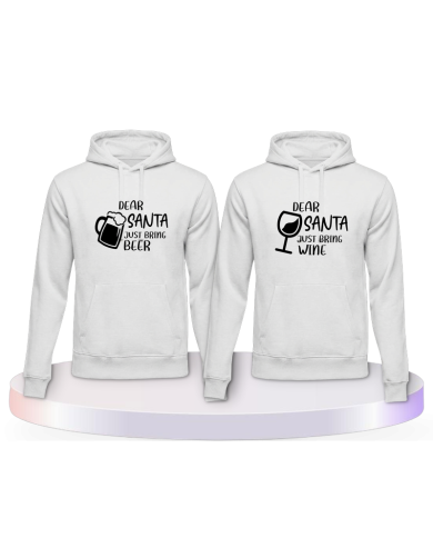 Dear Santa just bring Beer / Wine Kapuzenpullover Partner | Paarpulli