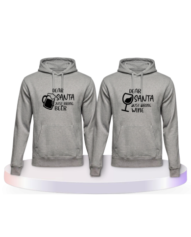 Dear Santa just bring Beer / Wine Kapuzenpullover Partner | Paarpulli