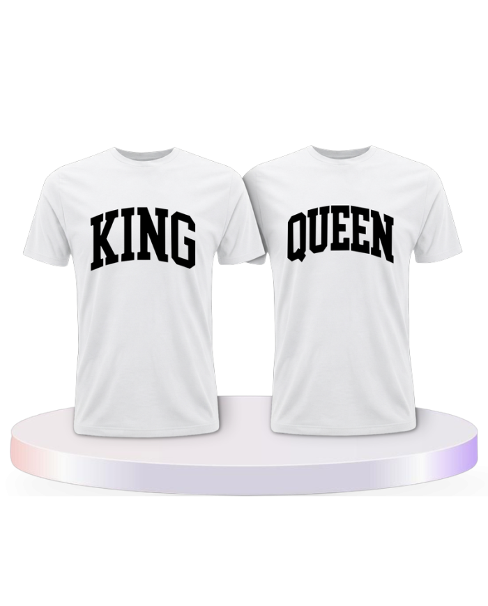 King und Queen mit kurviger Form Couple T-Shirts kaufen | Paarpulli