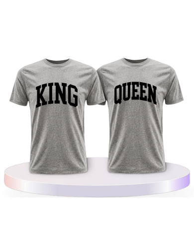King und Queen mit kurviger Form Couple T-Shirts kaufen | Paarpulli