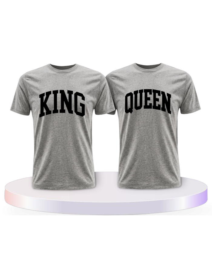 King und Queen mit kurviger Form Couple T-Shirts kaufen | Paarpulli