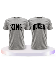 King und Queen mit kurviger Form Couple T-Shirts kaufen | Paarpulli