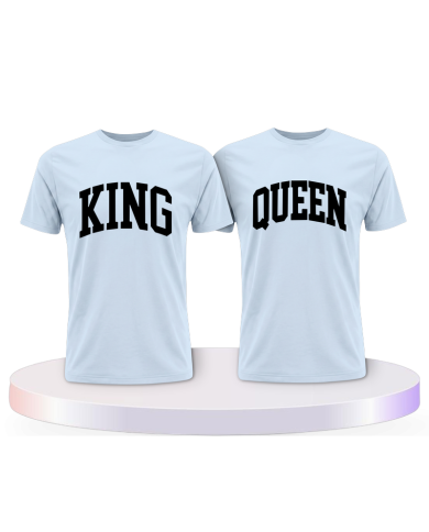King und Queen mit kurviger Form Couple T-Shirts kaufen | Paarpulli
