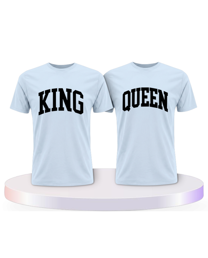 King und Queen mit kurviger Form Couple T-Shirts kaufen | Paarpulli