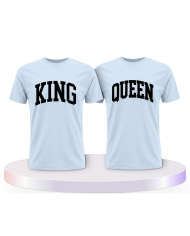 King und Queen mit kurviger Form Couple T-Shirts kaufen | Paarpulli