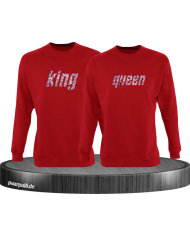 King und Queen mit Blumenmuster Partnerlook in rot