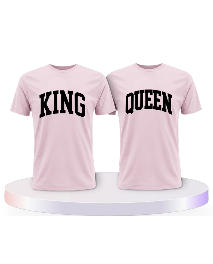 King und Queen mit kurviger Form Couple T-Shirts kaufen | Paarpulli