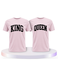 King und Queen mit kurviger Form Couple T-Shirts kaufen | Paarpulli