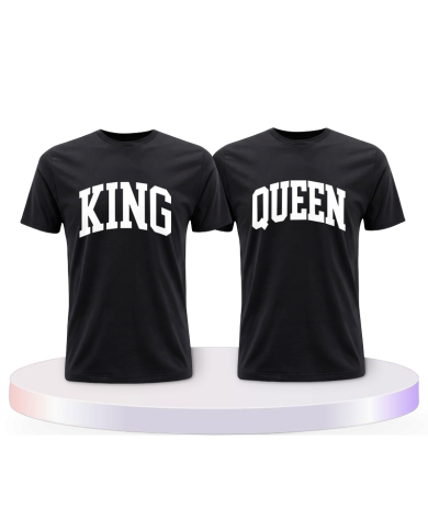 King und Queen mit kurviger Form Couple T-Shirts kaufen | Paarpulli