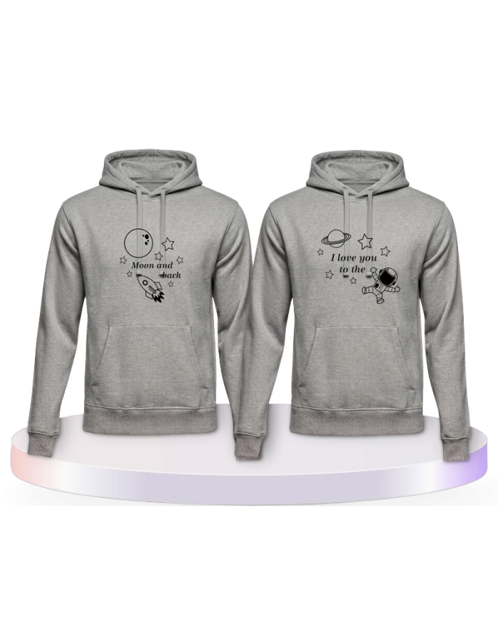 Gemeinsamer Look: I Love you to the Moon and back Hoodies | Paarpulli