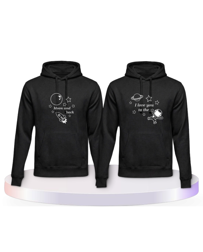 Gemeinsamer Look: I Love you to the Moon and back Hoodies | Paarpulli