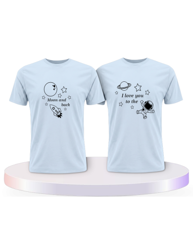 I Love you to the Moon and back Pärchen T-Shirts mit Herz | Paarpulli
