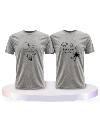 I Love you to the Moon and back Pärchen T-Shirts mit Herz | Paarpulli