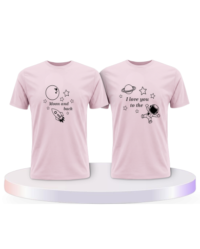 I Love you to the Moon and back Pärchen T-Shirts mit Herz | Paarpulli