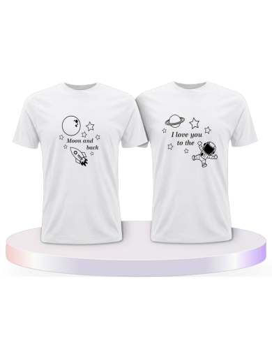 I Love you to the Moon and back Pärchen T-Shirts mit Herz | Paarpulli