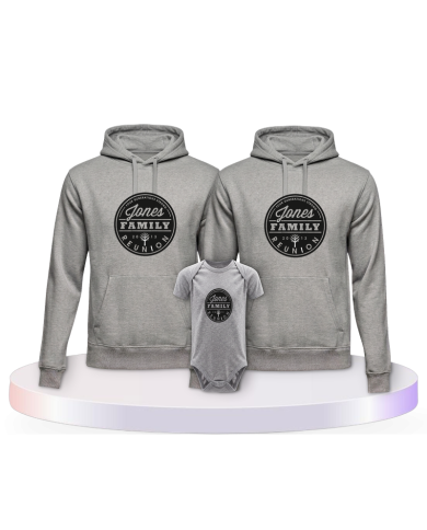 Family Reunion mit Wunschname und Datum Pärchen Hoodies | Paarpulli