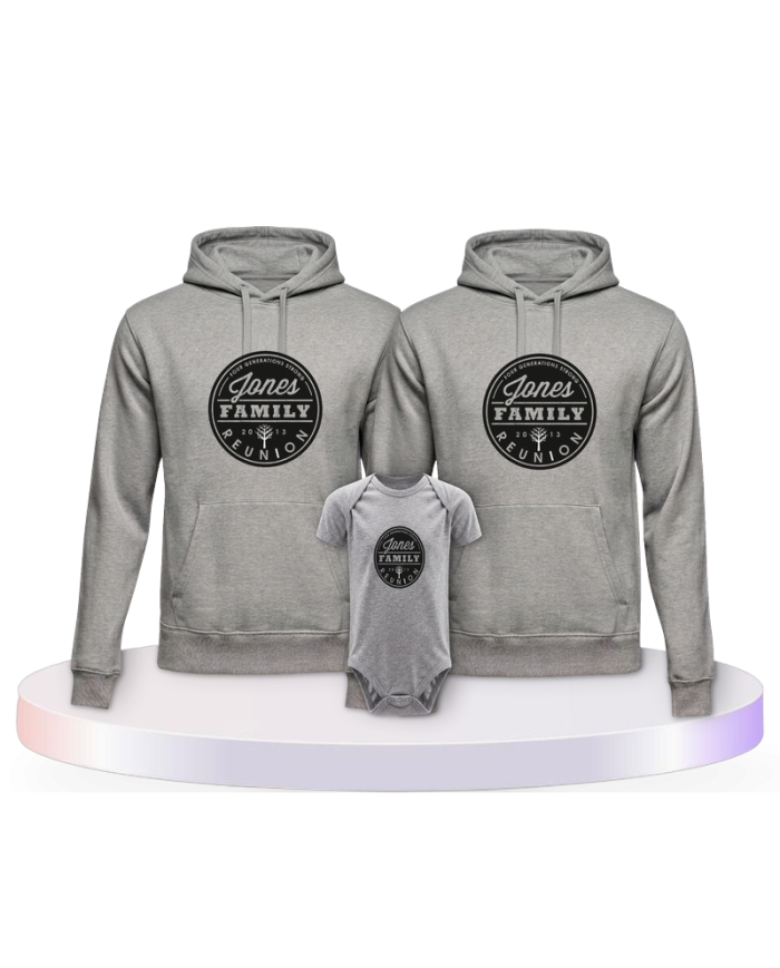 Family Reunion mit Wunschname und Datum Pärchen Hoodies | Paarpulli