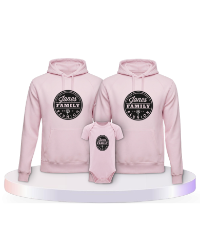Family Reunion mit Wunschname und Datum Pärchen Hoodies | Paarpulli