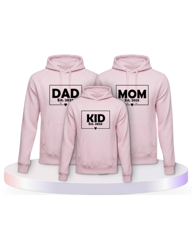 Dad Mom und Mini mit Wunschjahr als Familienset Hoodies | Paarpulli