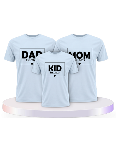 Dad Mom und Mini mit Wunschjahr als Familienset T-Shirts | Paarpulli