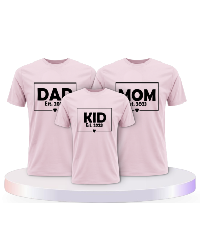 Dad Mom und Mini mit Wunschjahr als Familienset T-Shirts | Paarpulli