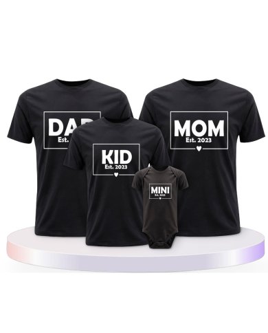 Familienlook T-Shirts mit Dad Mom Mini Kid | Paarpulli