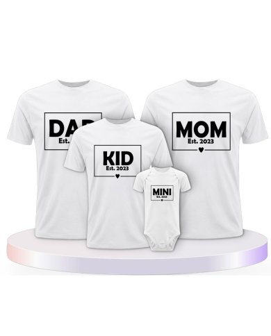 Familienlook T-Shirts mit Dad Mom Mini Kid | Paarpulli