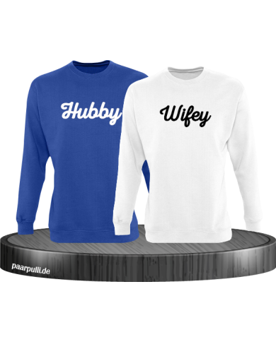 Hubby Wifey Sweater in blau-weiß