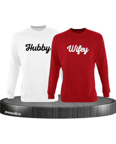 Hubby Wifey Sweater in weiß-rot