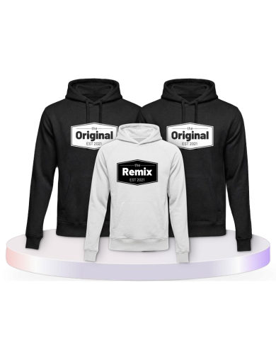 The Original The Remix mit Wunschdatum Familienset Hoodies | Paarpulli
