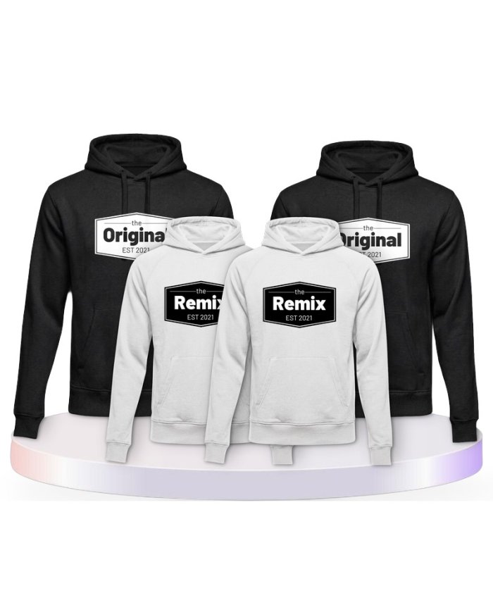 The Original the Remix mit Wunschdatum Familienset Hoodies | Paarpulli