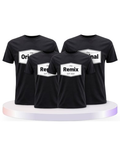 The Original the Remix mit Wunschdatum Familien T-Shirts | Paarpulli