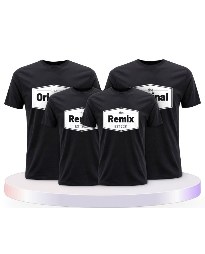 The Original the Remix mit Wunschdatum Familien T-Shirts | Paarpulli
