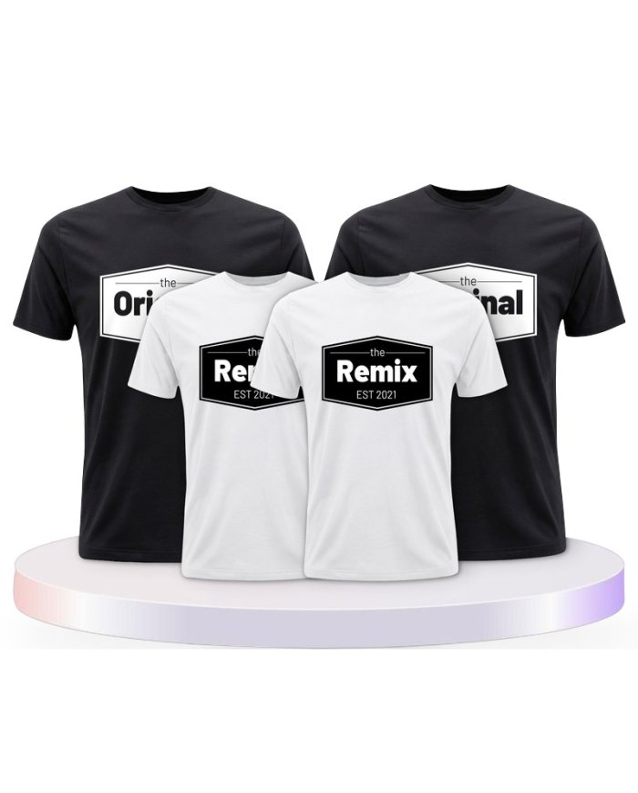 The Original the Remix mit Wunschdatum Familien T-Shirts | Paarpulli