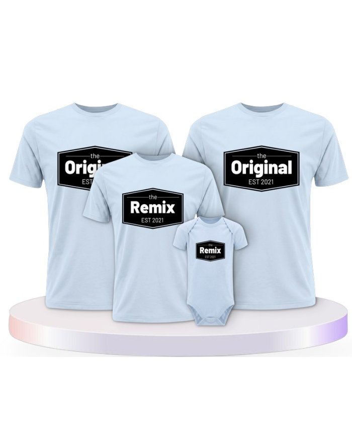 The Original the Remix mit Wunschdatum Familien T-Shirts | Paarpulli