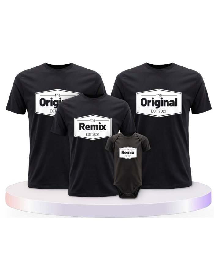 The Original the Remix mit Wunschdatum Familien T-Shirts | Paarpulli