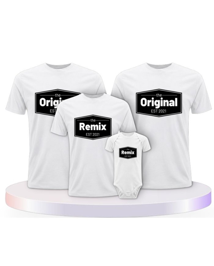 The Original the Remix mit Wunschdatum Familien T-Shirts | Paarpulli