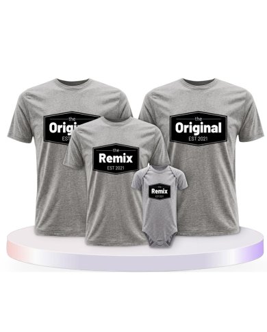 The Original the Remix mit Wunschdatum Familien T-Shirts | Paarpulli