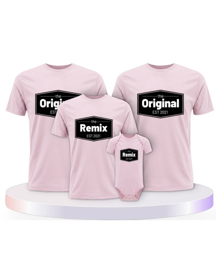 The Original the Remix mit Wunschdatum Familien T-Shirts | Paarpulli