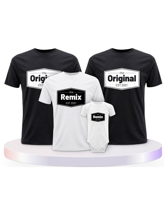 The Original the Remix mit Wunschdatum Familien T-Shirts | Paarpulli
