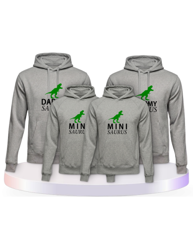 Daddy Mommy und Mini Saurus als Familienset Hoodies | Paarpulli