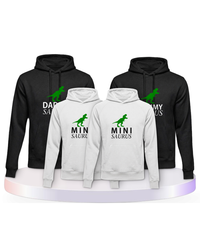 Daddy Mommy und Mini Saurus als Familienset Hoodies | Paarpulli