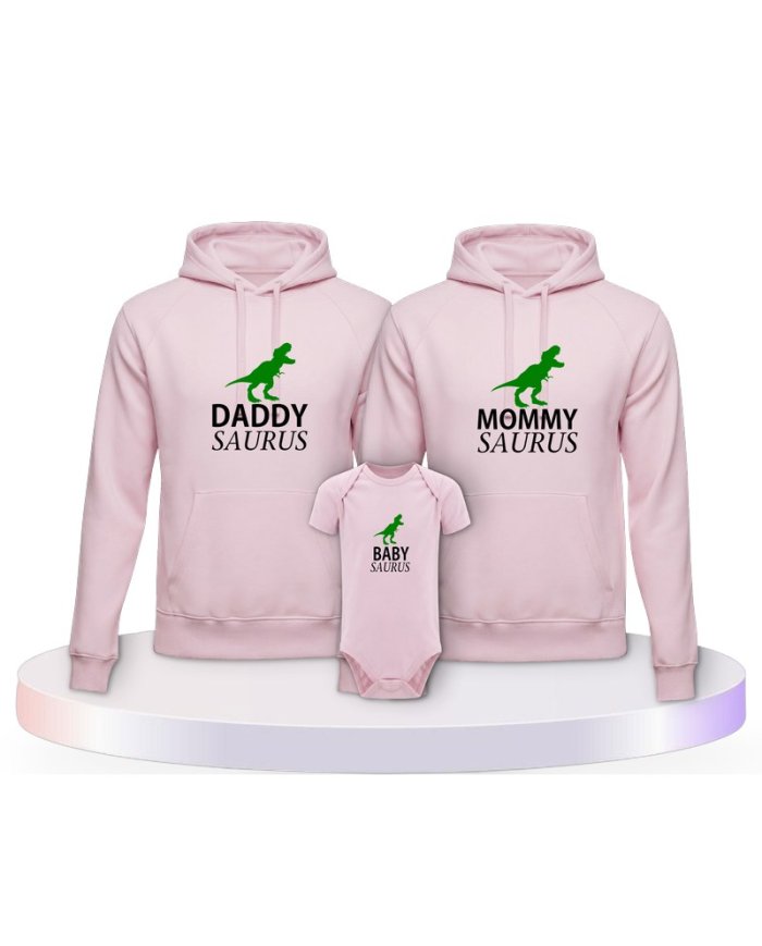 Familienlook Hoodies mit Daddy Mommy Mini Baby Saurus | Paarpulli