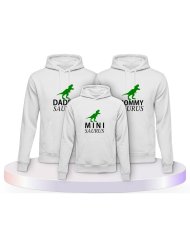 Familienlook Hoodies mit Daddy Mommy Mini Baby Saurus | Paarpulli