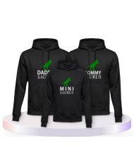 Familienlook Hoodies mit Daddy Mommy Mini Baby Saurus | Paarpulli