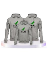 Familienlook Hoodies mit Daddy Mommy Mini Baby Saurus | Paarpulli