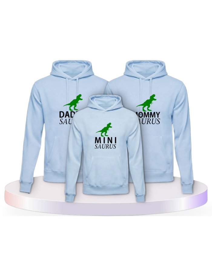 Familienlook Hoodies mit Daddy Mommy Mini Baby Saurus | Paarpulli